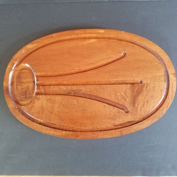 Vintage MCM 60s Baribocraft Canada Solid Red Maple Carving Steak Roast Board 18" - Picture 5 of 10